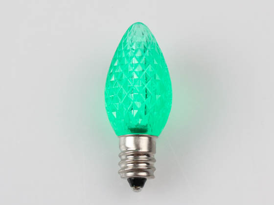 Green Watt GCH-C7-RM-G 0.5W Green C7 Holiday LED Bulb with Faceted Lens, Outdoor Rated