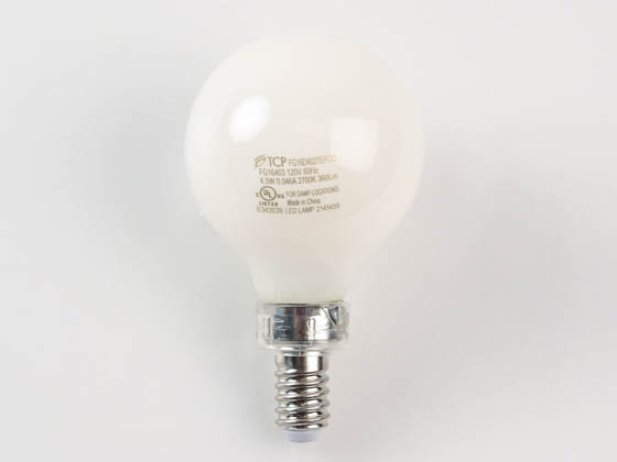 TCP FG16D4027EFCQ Dimmable 4.5W 2700K G-16 Frosted Filament LED Bulb, Title 20 Compliant