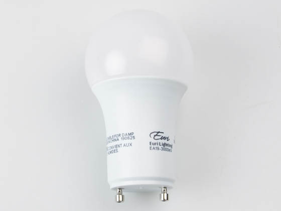 Euri Lighting EA19-3000eG Dimmable 9.5W 3000K A19 LED Bulb, GU24 Base, Enclosed Fixture Rated