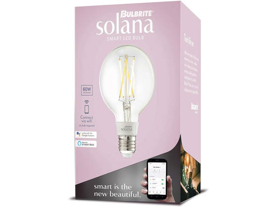 Bulbrite 293120 SL5WG25/W/CL/1P Solana WiFi White Color Adjusted 5.5W Clear G25 Filament LED Bulb, No Hub Needed, Outdoor Rated