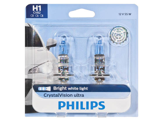 Philips Lighting H1CVB2 12258CVB2 Philips H1 CrystalVision Ultra High Beam And Fog Light