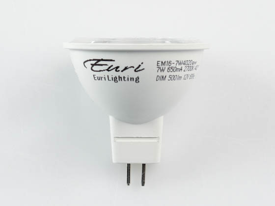 Euri Lighting EM16-7W4020ew Dimmable 7W 2700K 40° MR16 LED Bulb, GU5.3 Base