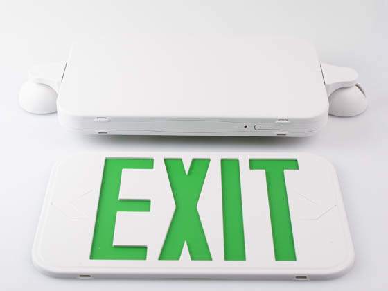 MaxLite 105544 EXTC-GW Maxlite Dual Head Exit/Emergency Sign with LED Lamp Heads, Battery Backup, Green Letters