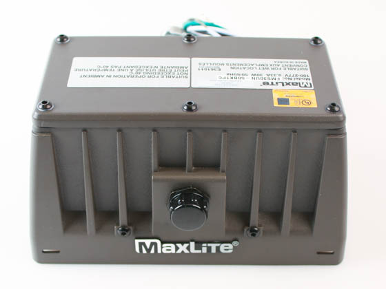 MaxLite 14101500 FMS30UN-50BKTPC Maxlite 150 Watt HID Equivalent, 30 Watt, 5000K LED Flood Fixture With Photocell and 1/2" Threaded Knuckle Mount, Narrow Beam