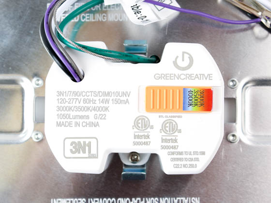 Green Creative 35467 3N1/7/90/CCTS/DIM010UNV 14 Watt 7" LED Downlight, Color Selectable, 120-277V, 90 CRI