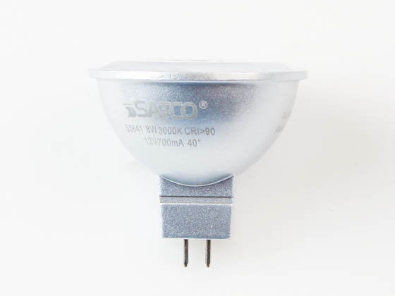 Satco Products, Inc. S8641 8MR16/LED/40'/30K/90CRI/12V Satco Dimmable 8 Watt 3000K 40° MR16 LED Bulb, GU5.3 Base, Enclosed Rated, 90 CRI
