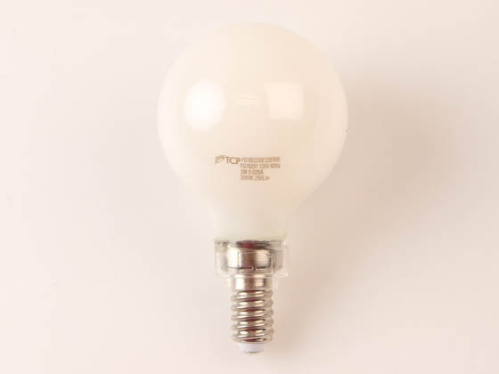 TCP FG16D2530E12SFR95 3 Watt Dimmable G16 Frosted LED Bulb, 3000K, 95 CRI