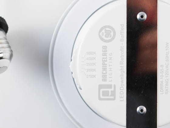 Archipelago Lighting LDRR4-10-S5-B Archipelago 4" LED Downlight 10W and 5-Way Color Selectable TRIAC Dimming 90CRI