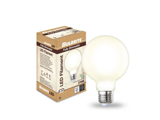 Bulbrite 776944 LED8G25/27K/FIL/M/3 8 Watt G-25 Milky White LED Filament Bulb, 2700K, E26 Base