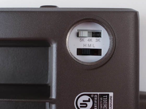 MaxLite 111757 MSF35UA-WCSBKTYPC Maxlite Slim LED Flood Fixture Adjustable Wattage (10/25/35W), Color, & Beam Angle Includes Photocell, Knuckle, & Yoke/Trunnion Mount