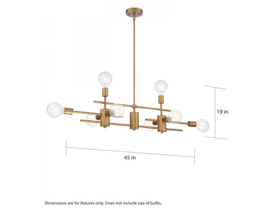 Satco Products, Inc. 60-6872 DELPHI 8 LIGHT ISLAND PENDANT Satco-Nuvo Delphi 8 Light Island Pendant, Aged Gold Finish