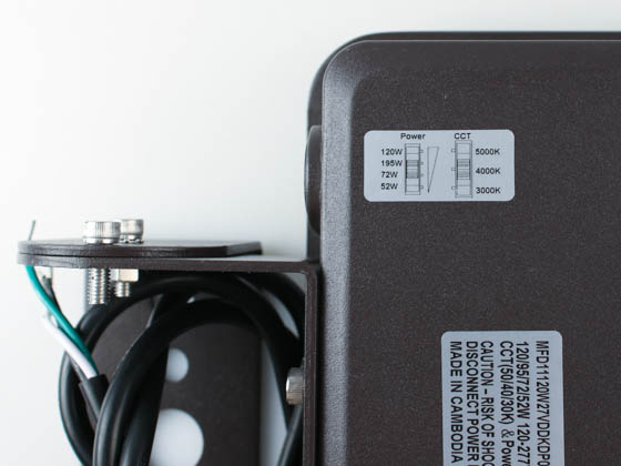 Contractor Choice FL-45286 FL-120WDDK-PC-YK LED Flood Light Wattage (53/71/99/123W) and Color Selectable with Photocell and Yoke/Trunnion Mount