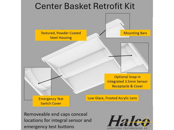 Halco Lighting 81801 CBT-RK-14-LS-CS-UNV Halco 1x4 LED Troffer Retrofit Kit - Wattage and Color Selectable with Control Ready Sensor Port