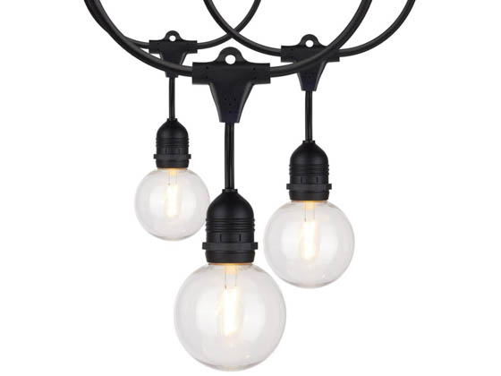 Satco Products, Inc. S8034 24FT/LED/SL/G25/822K/120V Satco 12 socket 24ft LED String Light with Clear 2200K G25 Bulbs Included