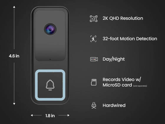 Feit Electric CAM/DOOR/WIFI/G2 Smart Wi-Fi Doorbell Camera