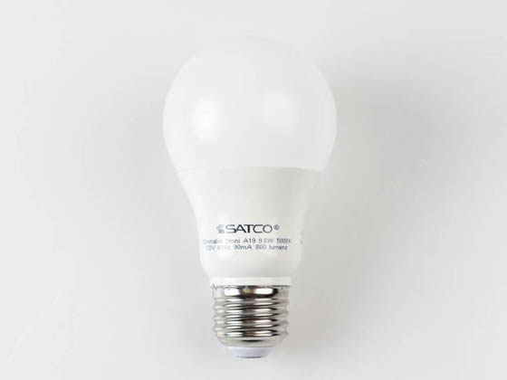 Satco Products, Inc. S15144 9.5A19L/850/E26/P/D/1PK Satco Dimmable 9.5W 5000K A19 LED Bulb, Enclosed Fixture Rated