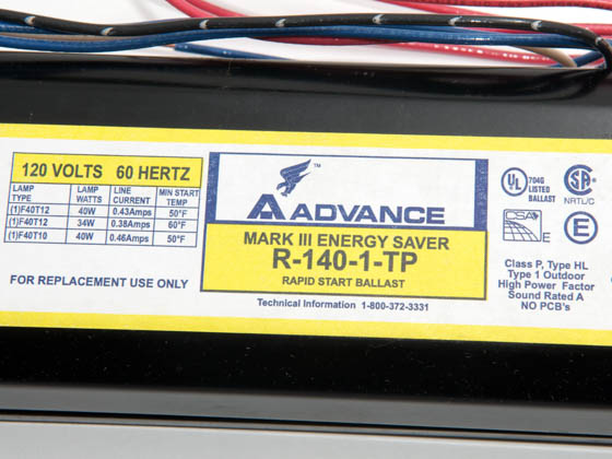 Advance Transformer R140TP R140TP (120V) Philips Advance 120 Volt One Lamp F40T12 Magnetic Ballast