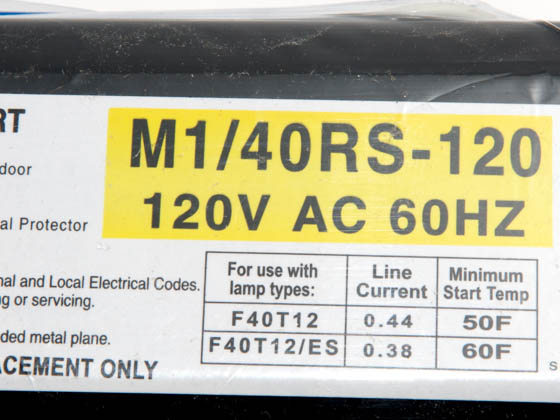 Howard Industries, Inc. M1/40RS-120 M1/40RS-120 (DISC. W/O SUB) 120 Volt One Lamp F40T12 Magnetic Ballast