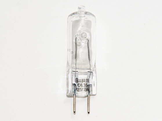 Bulbrite B652075 Q75GY6/120  (120V, 6.35mm base) 75W 120V T4 Clear Halogen 6.35mm Bipin Bulb