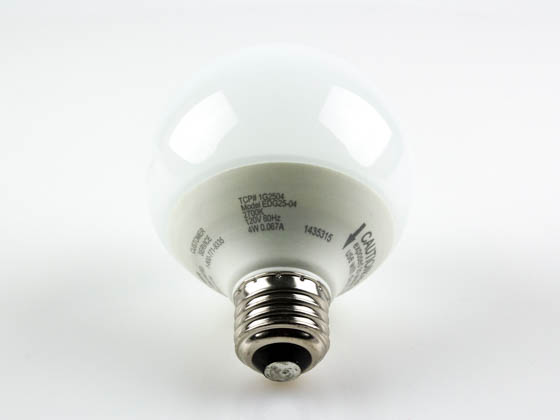 TCP TEC1G2504 1G2504 4W Warm White G25 CFL Bulb, E26 Base