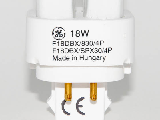 GE GE12866 F18DBX/SPX30/4PL (4-Pin) 18 Watt, 4-Pin Warm White Double Twin Tube CFL Bulb