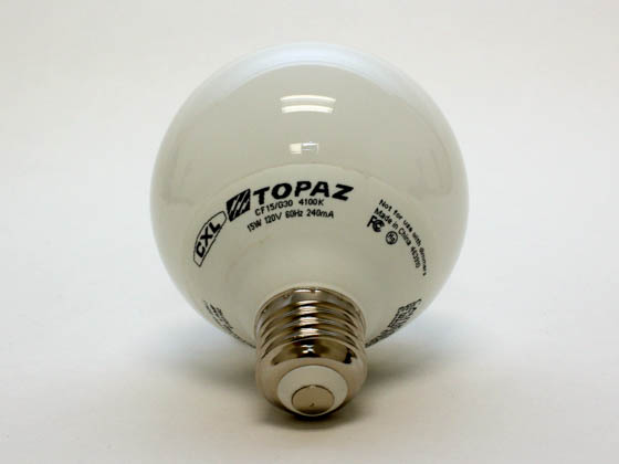 Topaz Lighting CF15/G30/41-46 60 Watt Incandescent Equivalent, 15 Watt, G30 Cool White Compact Fluorescent Medium Base Bulb