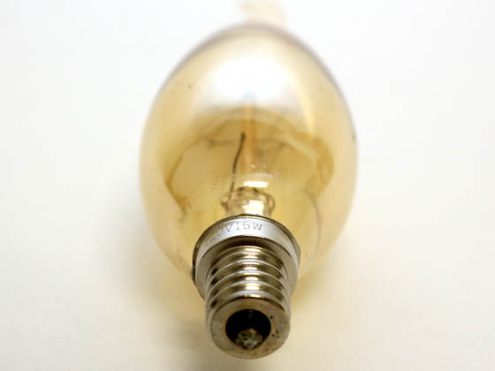 Bulbrite 413115 NOS15CFA 15W 130V Amber Nostalgic Bent Tip Decorative Bulb, E12 Base
