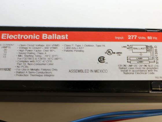Universal B232IUNVHP-N00LI Electronic Instant Start Ballast 120V to 277V for (2) F32T8