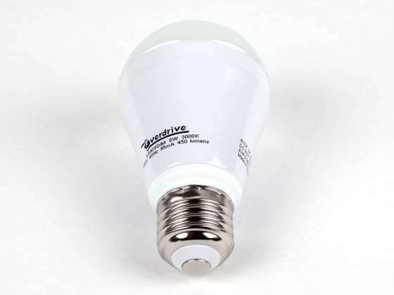 Overdrive 502 L8A19/DIM/30K 8 Watt, 120 Volt, DIMMABLE, LED A-Style Lamp