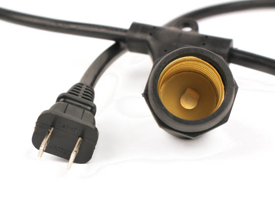 Bulbrite B810001 STRING15/E26 Black Medium Socket Commercial Grade Decorative String Lights, BULBS NOT INCLUDED
