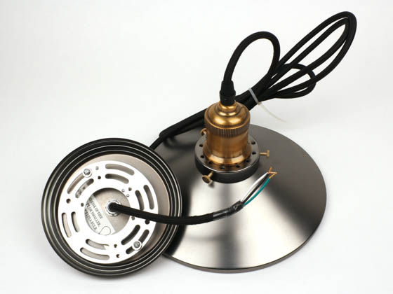 Bulbrite B810011 NOS/PEND/SHADE-PW Nostalgic Pendant Fixture With Shade, Antique Pewter Finish