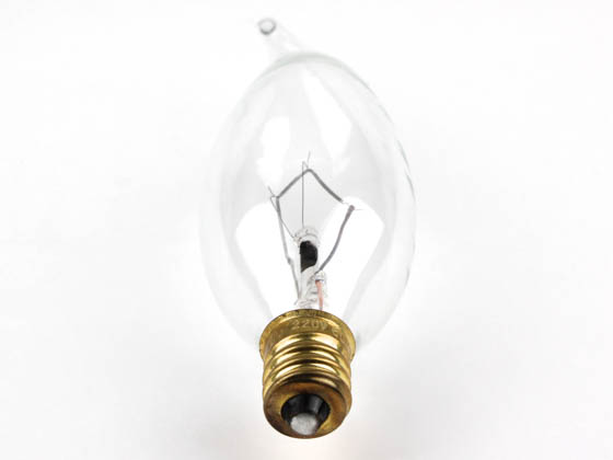 Bulbrite 403560 60CFC/HV 60W 220V Clear Bent Tip Decorative Bulb, E12 Base
