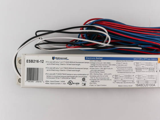 Universal Douglas ESB216-12 Universal Electronic Sign Ballast 120V to 277V for (1 or 2) T12, HO or T8, HO