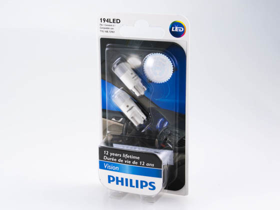Philips Lighting 194 LED 127916000KB2 Philips LED 194 Vision Interior, Exterior Auto Bulb