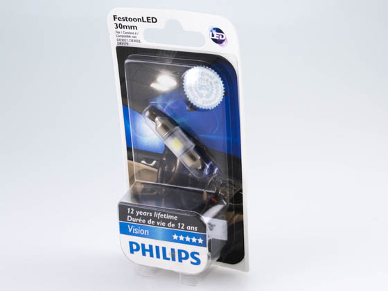 Philips Lighting 30mm LED 128006000KB1 Philips LED 30mm Vision Festoon Interior Auto Bulb