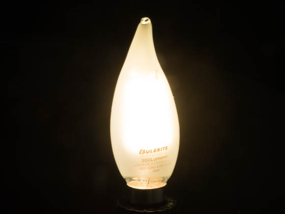Bulbrite 776660 LED4CA10/27K/FIL/E12/F/2 Dimmable 4.5W 2700K Decorative Frosted Filament LED Bulb, Enclosed Fixture Rated
