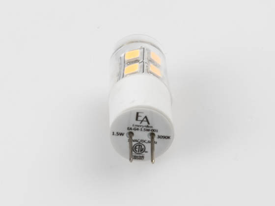 EmeryAllen EA-G4-1.5W-001-3090 Dimmable 1.5W 12V 3000K JC LED Bulb, G4 Base, Enclosed Rated