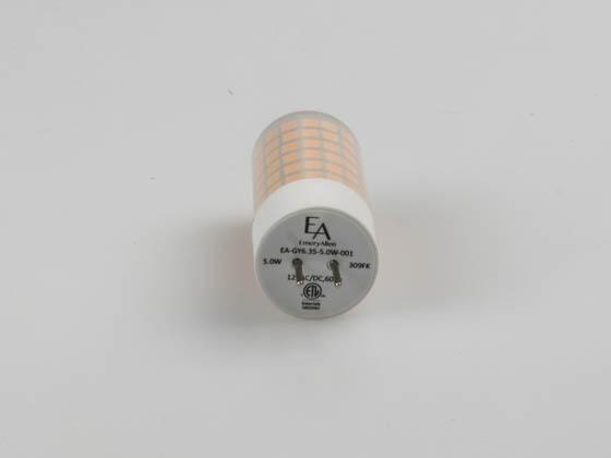 EmeryAllen EA-GY6.35-5.0W-001-309F Dimmable 5W 12V 3000K JC LED Bulb, GY6.35 Base, Enclosed Rated