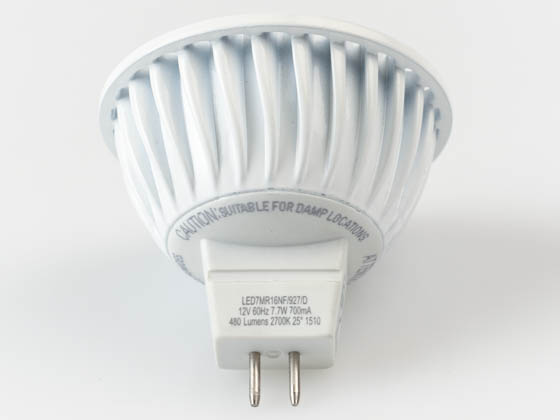 Bulbrite 771090 LED7MR16NF/927/D Dimmable 7.7W 90 CRI 2700K 25° MR16 LED Bulb, GU5.3 Base