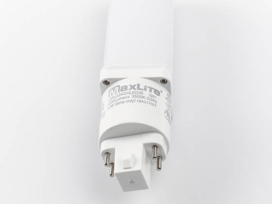 MaxLite 1408685 12PLG24QHLED35 Maxlite 12W 4 Pin Horizontal 3500K G24q LED Bulb, Ballast Compatible