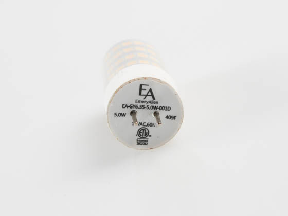 EmeryAllen EA-GY6.35-5.0W-001-409F-D Dimmable 5W 12V 4000K 90 CRI JC LED Bulb, GY6.35 Base, Enclosed Fixture Rated