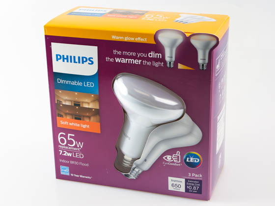 Philips Lighting 548412 7.2BR30/PER/927-22/P/E26/WG/ 3/3BB T20 Philips Dimmable 7.2W Warm Glow 2700K to 2200K 90 CRI BR30 LED Bulb, Enclosed Rated, Title 20 Compliant