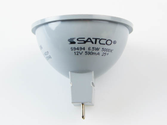 Satco Products, Inc. S9494 6.5MR16/LED/25'/50K/12V Satco Dimmable 6.5 Watt 5000K 25° MR16 LED Bulb, GU5.3 Base, Enclosed Fixture Rated