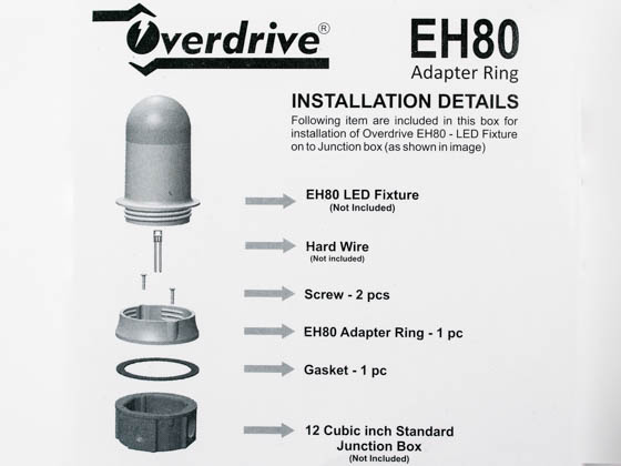 Overdrive 653 LEH80AD J-Box Retrofit Adapter Ring Kit For EH80 LED Jelly Jars