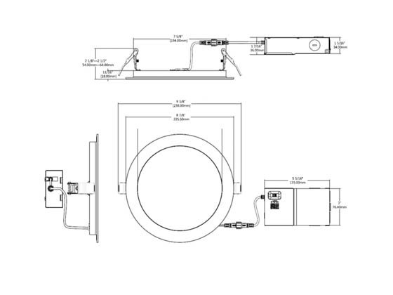 MaxLite 112007 FSDL8V18CSWTA Maxlite 8" Fire Rated LED Slim Recessed Downlight 19W Color Selectable 90 CRI 0-10V Dimming (IC, Air Right & 8et Location Rated)