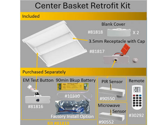 Halco Lighting 81801 CBT-RK-14-LS-CS-UNV Halco 1x4 LED Troffer Retrofit Kit - Wattage and Color Selectable with Control Ready Sensor Port