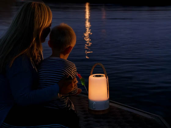 Bulbrite K80161 GROOVE/TL/WH/BT Kibun By Groove+ Cordless Outdoor LED Lamp, 3 Lighting Modes, Color Changing/ Pulsing, Wireless Bluetooth Speaker