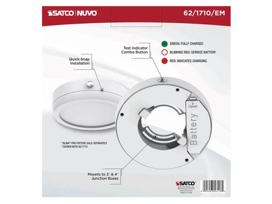 Satco Products, Inc. 62-1710-EM 7" RD BLINK PRO EM BATT BACKUP Satco Blink Slim Surface Mount Emergency Battery Backup Kit for the LED 11W 7" (Light Fixture Sold Separate SKU 62-1710)
