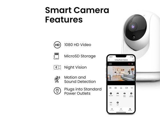 Feit Electric CAM/PAN/WIFI/G2 Feit Indoor Pan/Tilt Smart Motion Activated Wi-Fi HD Camera