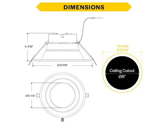 Halco Lighting 89212 CDL-8-LS-CS-WH-DDV Halco 8" Commercial LED Downlight Wattage and Color Selectable 90 CRI Wet Rated